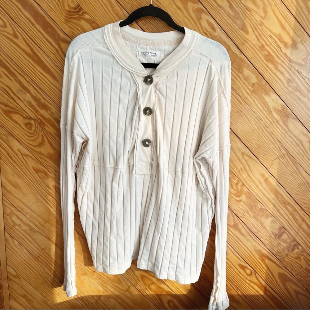 We the Free Free People In the Mix Henley Top Ivory - Picture 2 of 5